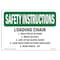 Signmission OSHA INSTRUCTIONS, 5" Height, Decal, 7" x 5", Landscape, Loading Chair 1. Hold Poles In Hand 2. OS-SI-D-57-L-11440 - alternate 1